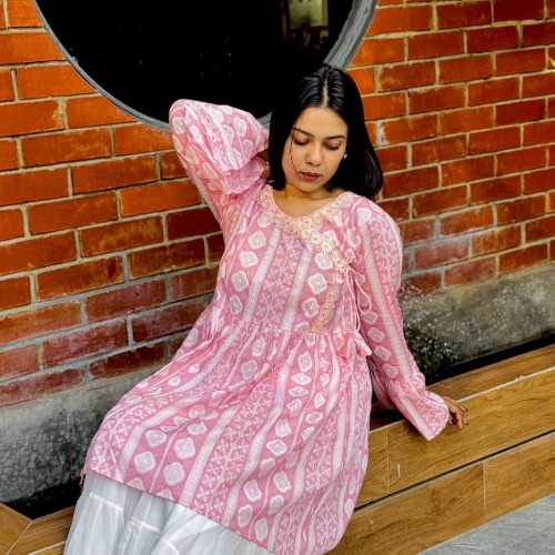 Premium Voile Cotton Fabric – Pink Floral Print