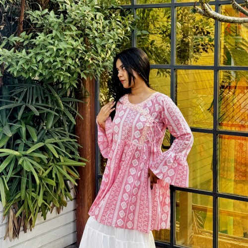 Premium Voile Cotton Fabric – Pink Floral Print