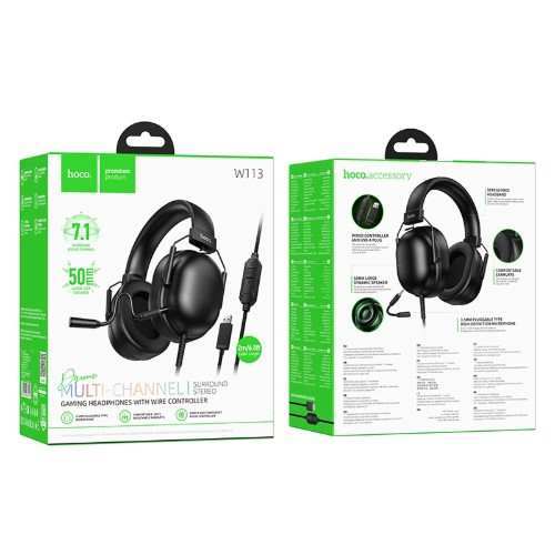 HOCO W113 Dynamic Gaming Headphones | 7.1 Surround Sound | 50mm Drivers | USB Connection